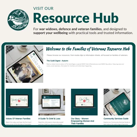 Flyer containing screenshots of web content from resource hub