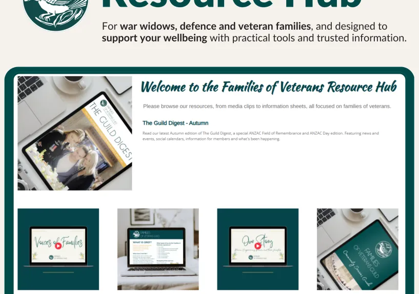 Flyer containing screenshots of web content from resource hub